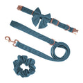 Luxury Velvet Dog Collar With Rose Gold Metal Buckle Dog Collar With Sailor Bow Tie Dog Lead