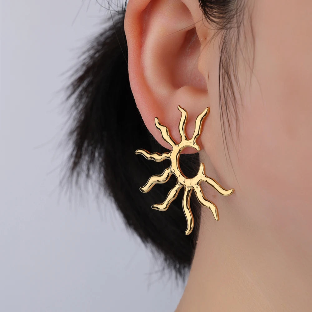 Wholesale Popular Waterproof Jewelry Stainless Steel C Shape Coral Stud Earrings for Women