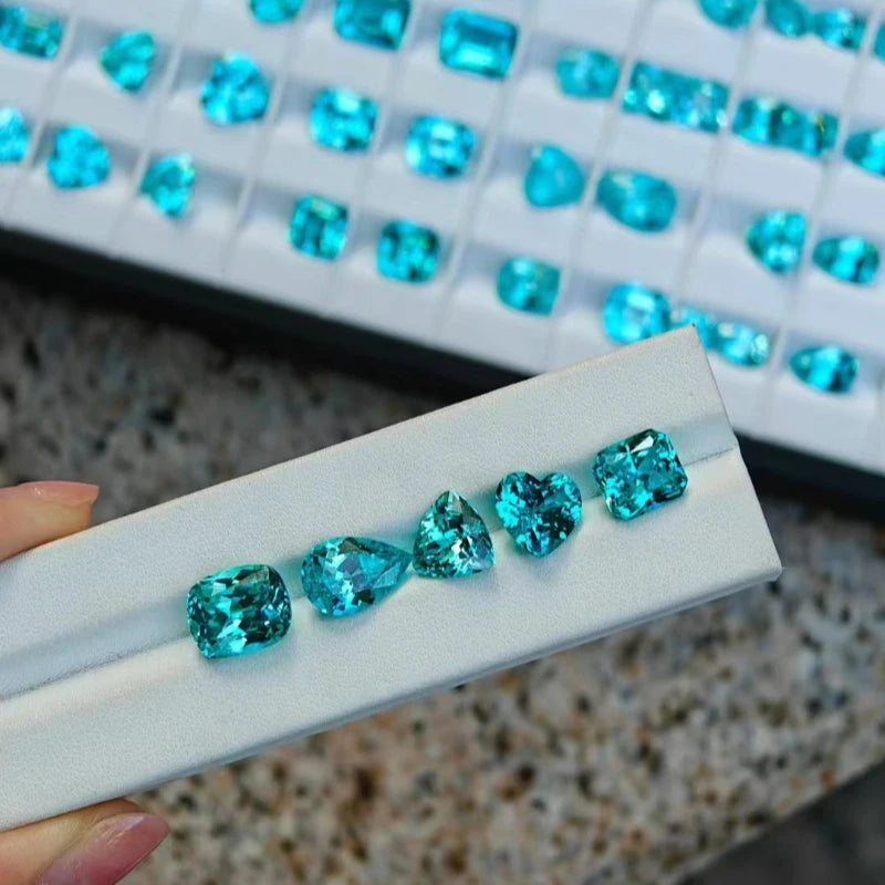 TELULA Luxury Lab Grown Gemstone Yag A75 Pear Charm Lab Tourmaline Natural Paraiba Tourmaline