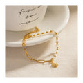 ERESINew Design Sunflower Charm Bracelet Shell Beads Pendant Bracelet Stainless Steel PVD Gold Plated Pape Clip Chain Bracelet