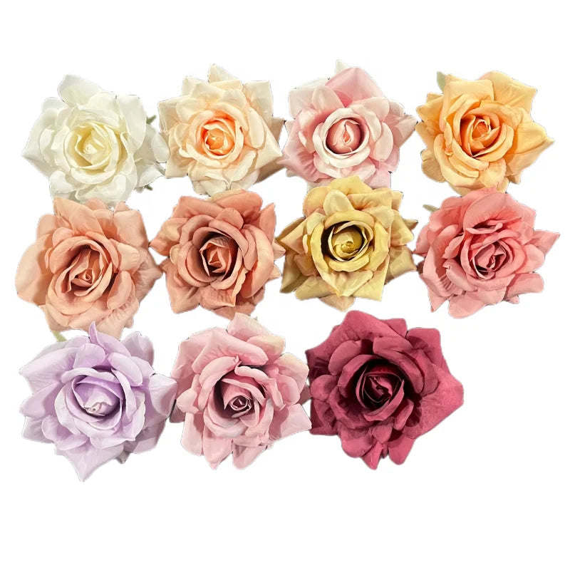 Flower Wall Decorative Silk 10cm Roses Head Artificial Rose Flowers Head for Wedding