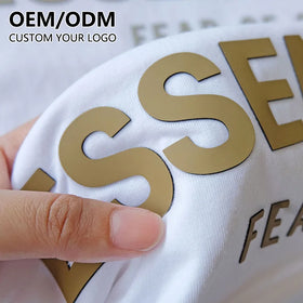 3D Raised Effect Brand Logo Knitted Custom 3D Rubber Silicone Heat Transfer Print Clothing Label Sticker Men's T-shirt