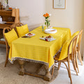 Durable Modern Knitted Embroidered White Linen Geometric Tablecloth Square Lattice Design 1pc Custom Damp-proof from China