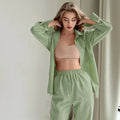 Custom ODM Elastic Waist Woven Cotton Breathable Pajama Set for Women Summer Autumn Spring