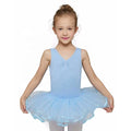AM08 Performance Puffy Pink Sleeveless Kids Dance  With Gauzy Skirt Tutu Dress Ballet Leotard Kids Gymnastics Leotards for Girls