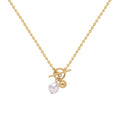 Minimalist 18k Gold Plated Stainless Steel Jewelry Toggle Clasp Chain Necklace OT Freshwater Pearl Pendant Necklace for Women