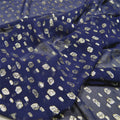 In-stock Discount Price Floral Navy Color Ground Beautiful Design Popular Great Material Silk Metallic Fabric for Girl Dress