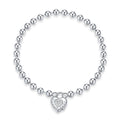 Hot Sale 925 Sterling Silver Heart Pendant Bead Chain Bracelet Trendy Style Rhodium Plated Boho Bridal Jewelry for Party Wedding