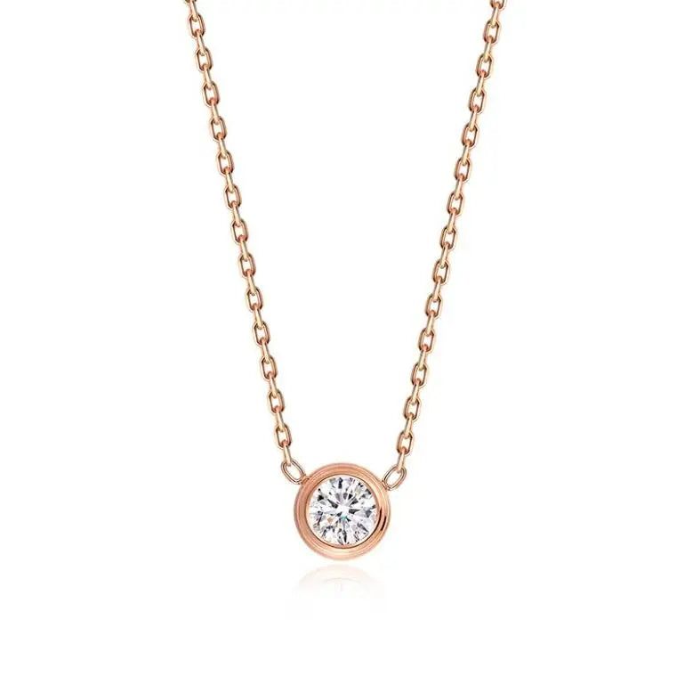Minimalist Stainless Steel18K Gold Plated Women Diamond Necklace Bridal Bridesmaid Jewelry Gift CZ Solitaire Necklace Choker