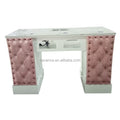 Modern Metal Salon Furniture Pink Leather Nail Table with Exhaust Fan and 300KGS Capacity for Nail Salons Use
