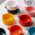 Good Price Round Dinner Cereal Snack Ceramic Bowl with Handles  Colorful Cereal Bowls Ceramic for Wholesale