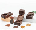 Black Walnut Guitar Wooden Pick Box Storage Case Holder Organizer with 3 Pcs Wooden Guitar Pick Box for Guitarist Musician