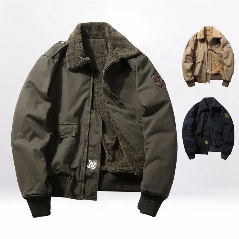 Hot Selling  Fashion pilot  Jacket  With Fur Lining Men'S  Bomber Jacket