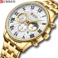 2023 New CURREN Mens Watches Waterproof Chronograph Gold Man Watch Luxury Luminous Hands Calendar Sports Men Wristwatches