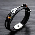 Punk Stainless Steel Men's Rock Music Guitar Braided Leather Bracelet for Men Hand Jewelry Bangle With Magnetic Clasp PH1322