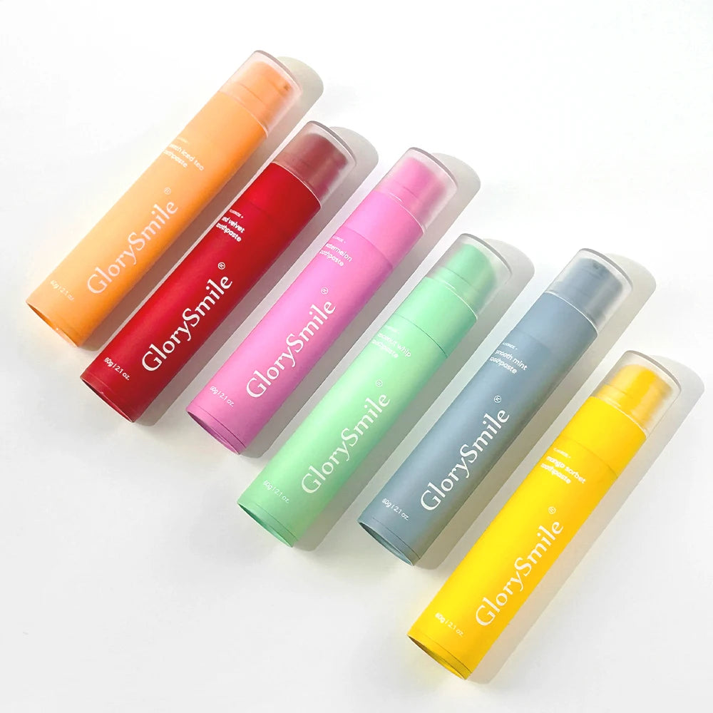 Wholesale Fashion Design Glorysmile Travel Toothpaste 60g Fruit Flavor Fluoride Air Pump Toothpaste for Oral Refreshing