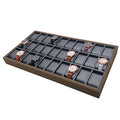 Large Capacity 30 Slot Black Walnut Wood Watch Display Trays With Nice Leather Interior