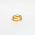 High End 18K PVD Gold Plated Double-layer Beads Rings Stainless Steel Women Rings Tarnish Free Jewelry