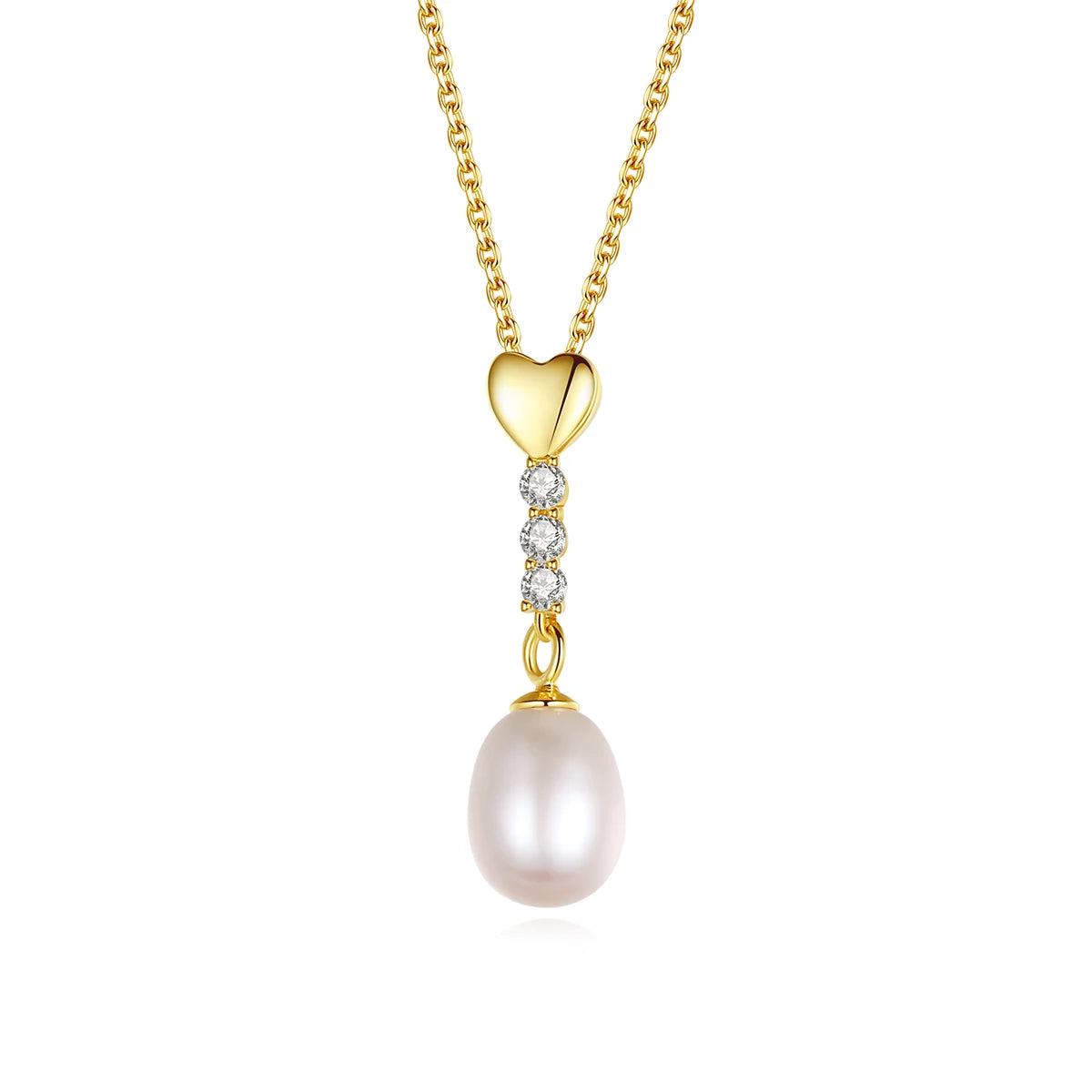 PAG&MAG Gold Plated Jewelry Necklace Chain 2024 Girl Silver Woman Freshwater Pearl Heart Pendant