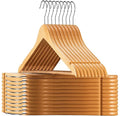 Wholesale Natural Non slip Solid Wood Hangers with Chrome Hooks Wooden Clothes Hangers for Closet Space Saving Heavy Duty