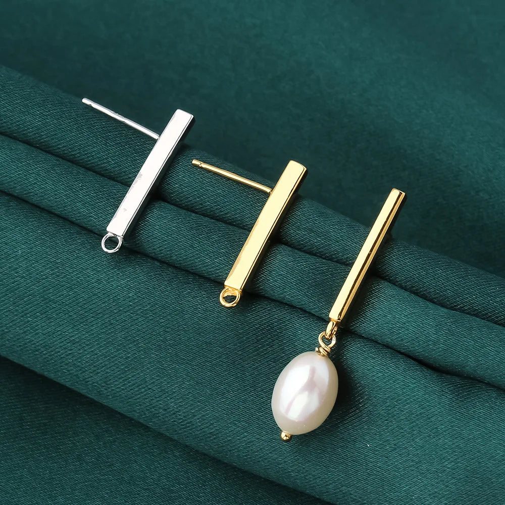 Minimalism S925 Sterling Silver Rectangular Bar for Earring Jewelry Making Accessories Supplies