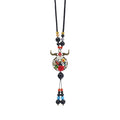 Vintage Bohemian Necklace Exquisite Pattern Beads Forehead Pendant Necklace for Women Girls Gift