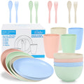 New Sinoge Design 28pcs Eco Friendly Unbreakable Dinnerware Set Wheat Straw Cutlery Cups Bowl Plate Dinnerware Sets