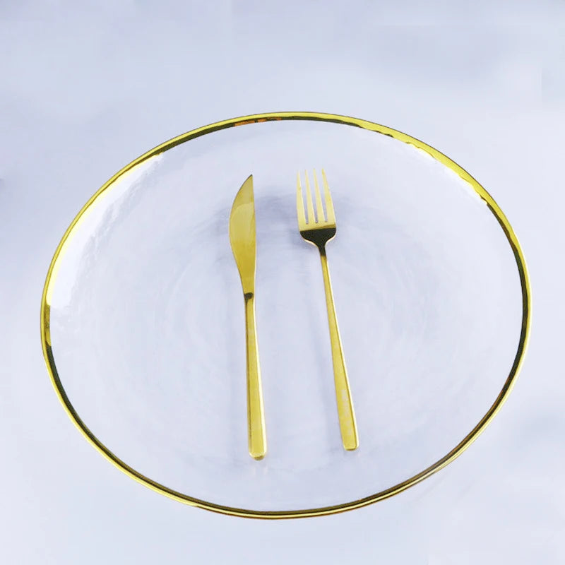 Wedding Transparent Gold Red Rim Acrylic Plastic Clear Charger Plate for Party Wedding Tableware Decoration