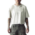 Men's Heavyweight Cotton Oversize Destroyed Geometric Pattern Anti-Wrinkle Breathable Loose Fit High Street Style T-Shirt