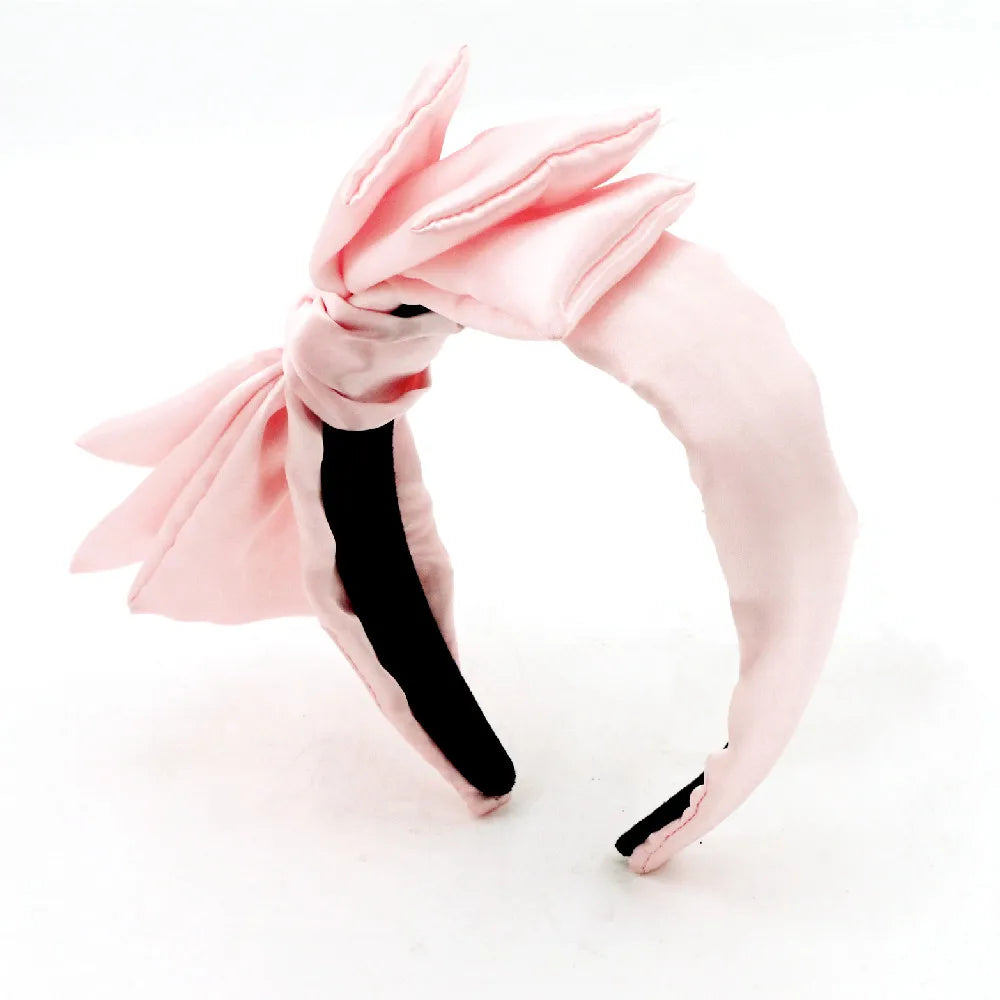 Dream Fashion Dream Fashion Women Designer Handmade Baroque Satin Hair Bow Luxury Headband Rhinestone Gold Hairband
