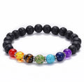 New Natural Stone 8mm Elastic Force 7chakra Bead Bracelet Gemstone Jewelry Tiger Eyes Amethyst Lapis Lazuli Healing Bracelet