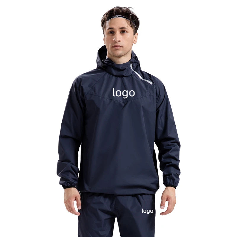 2024 New Violently Sauna Suit for Men Sports Fitness Clothing Silver Ion Inner Membrane Sports Perspire Clothing Hooded Set