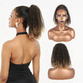 Julianna 14 Inch Kanekalon Futura Kesia Afro Short Black Gray Kinky Curly Synthetic Hair Drawstring Ponytail Extensions