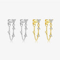 FUAMAY 925 Silver Chain Tassel Earrings Stud Drop Zircon Earrings Clover Stud Earrings