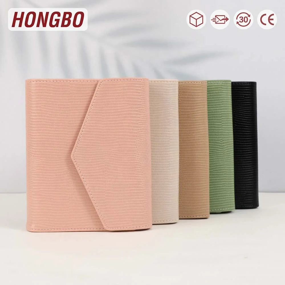 Hongbo Best Seller A6 Custom Agenda Planner Lizard Leather Binder 6 Gold Ring for School/Office Fly Bag Holder Logo Holiday