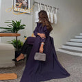 Hafizah 2026 Dubai Luxury Purple Pinstripe Muslim Open Abaya Modest Kimono