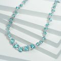 Luxury Blue Gemstone Necklaces Jewelry 14K Solid Gold Paraiba Color Lab Sapphire Gemstone with DFE Moissanite Necklace