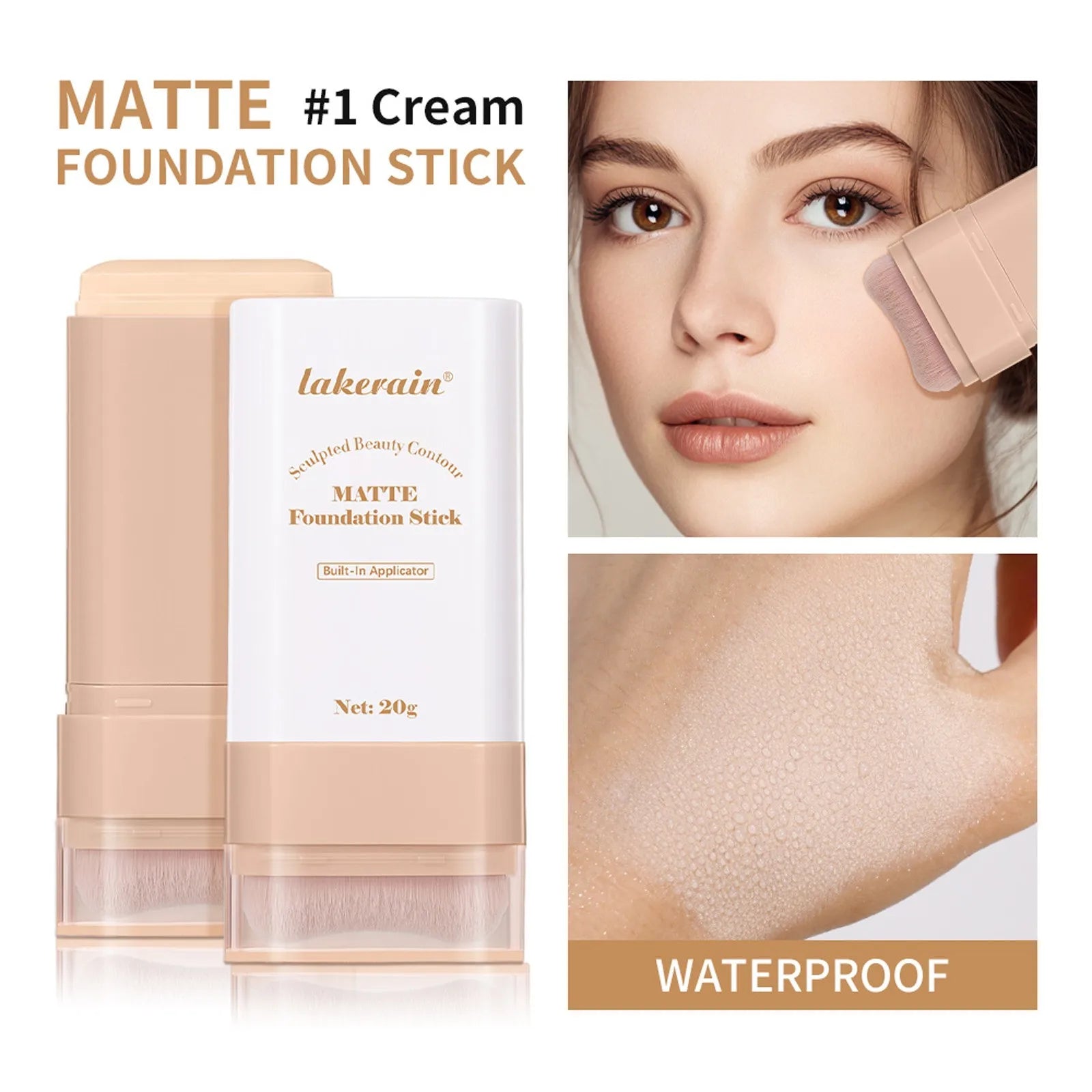 Lakerain 3 in 1 Eraser Matte Foundation Stick Concealer Contour Cover Blemishes Double-headed Foundation Cream