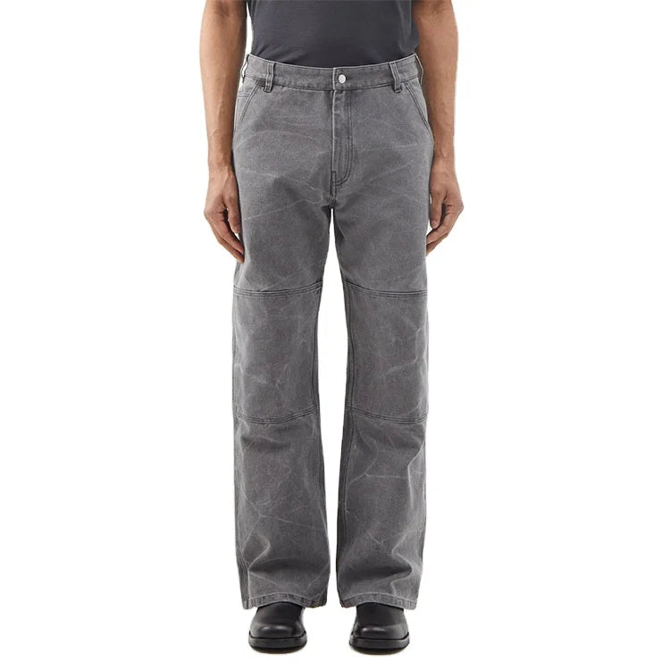 Custom Cotton Canvas Vintage Washing Distressed Double Knee Cargo Carpenter Pants