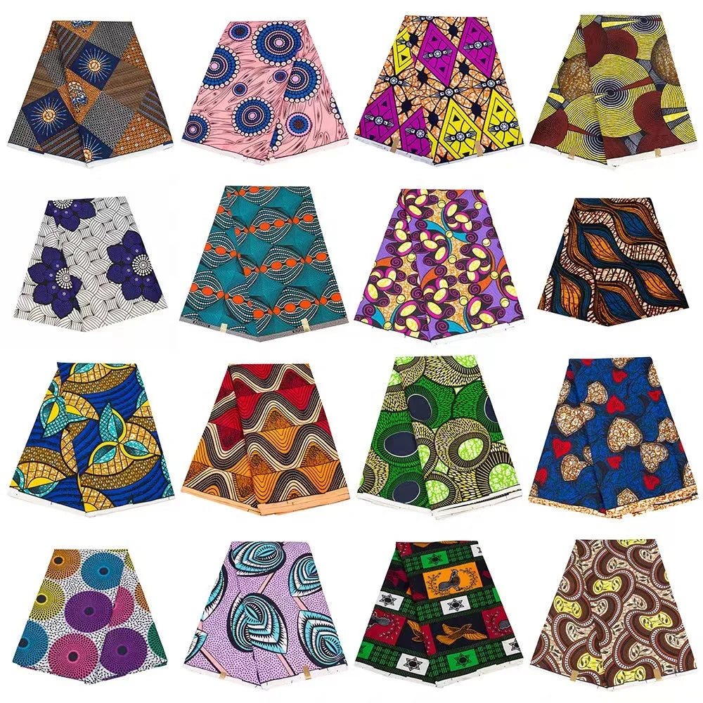 Factory Wholesale African Polyester  Printed Wax Fabric 100% Polyester Double Side Wax Printed Cloth Fabric for Home Textile