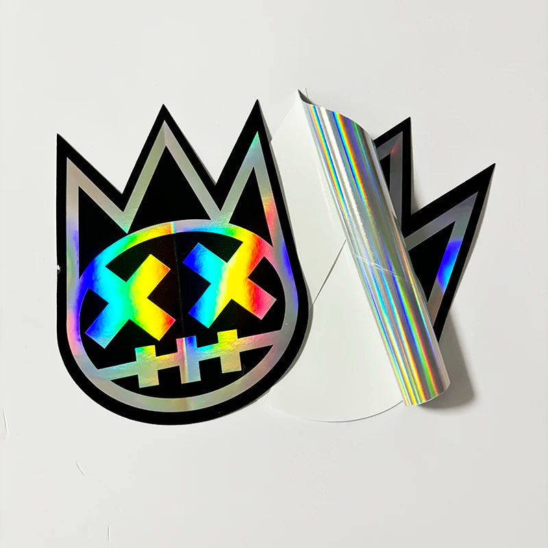 Custom Fancy Design Waterproof Holographic Sticker Rainbow Film Vinyl Logo Laser Die Cut Sticker