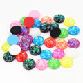 40pcs/lot 12mm Mixed Multi Colors Built-in Metal Foil Flat Back Resin Cabochons Cameo Dome for DIY Jewelry Making Supplies