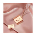 Custom Card Removable Envelope Lock Pendant Necklace 18k Gold Plated Stainless Steel I Love You Envelope Necklace for Valentine