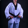 PUREGENERAL Custom Logo Red Black Collar Taekwondo Uniform Breathable Soft Dobok for Kids Youth Adults and Instructors