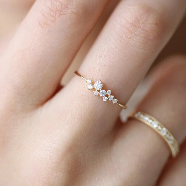 Hot Selling Micro-Inlaid Zircon Thin Finger Ring Mini Cubic Zirconia Cz Diamond Rings for Women