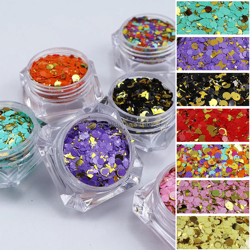Bulk Polyester Glitter Wholesale Solvent-resistant Chunky Mixed Glitter for Tumbler Resin Crafts