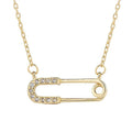 Fashionable Trendy Simple Clavicle Chain 925 Sterling Silver 16k Gold Plated Paperclip Necklace Cubic Zirconia for Anniversary