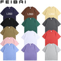 FEIBAI 2022 Wholesale Summer 230g 100% Cotton T Shirt Custom Printing  Logo O-Neck Men's Women's T-shirts Plain Blank  TShirts