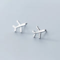 100% 925 Real Sterling Sweet Plane Airplane CZ Stud Earrings Gift for Women Girls Kids Lady Jewelry
