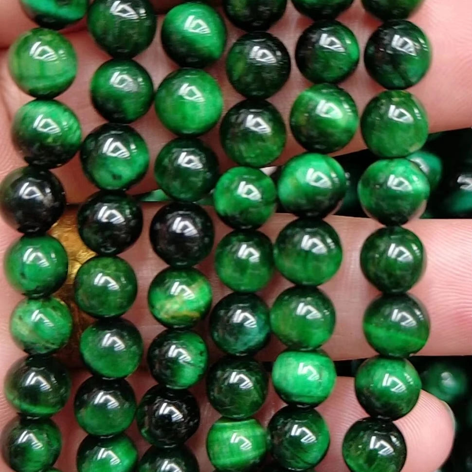 High Quality 8mm Natural Mineral Green Tiger Eye Gemstone Beads Versatile Loose Strands for Jewelry